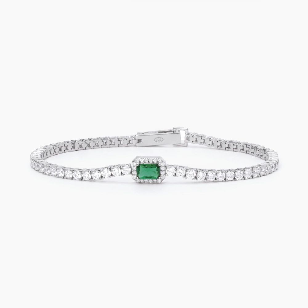 Mabina Bracciale Tennis Donna Zirconi Bianchi e Smeraldo