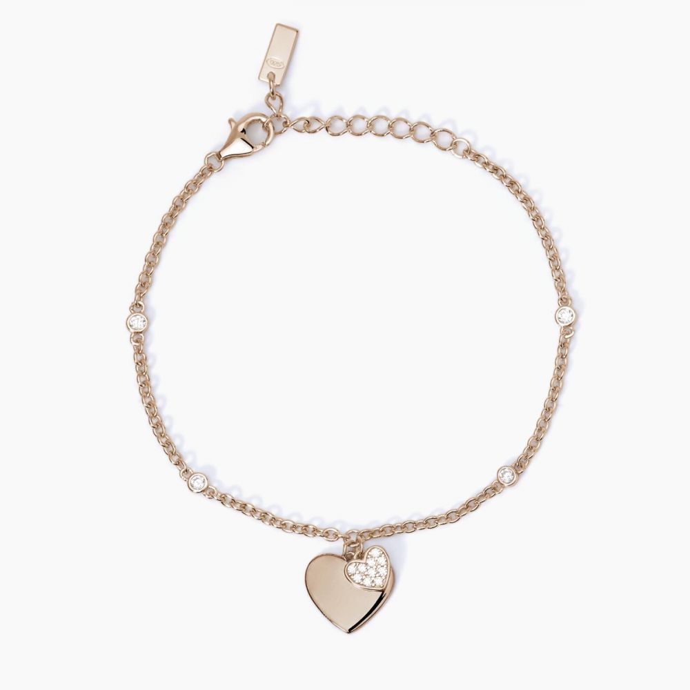 Mabina Bracciale Donna Argento Rosè Cuore e Zirconi Bianchi