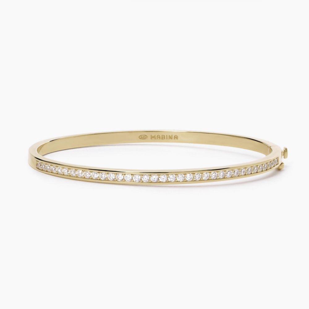 Mabina Bracciale Rigido Donna Argento Gold e Zirconi Bianchi