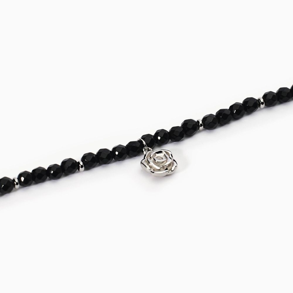 Mabina Bracciale Argento Rodiato Cristalli Agata Nera e Rosa