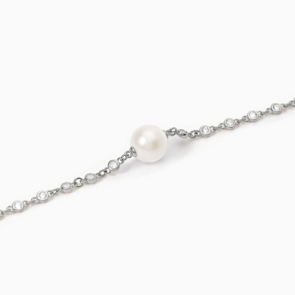Mabina Bracciale Argento Rodiato Perla e Zirconi
