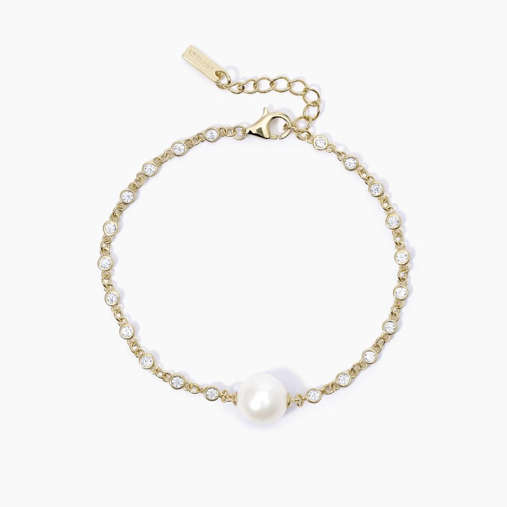 Mabina Bracciale Argento Dorato Perla e Zirconi