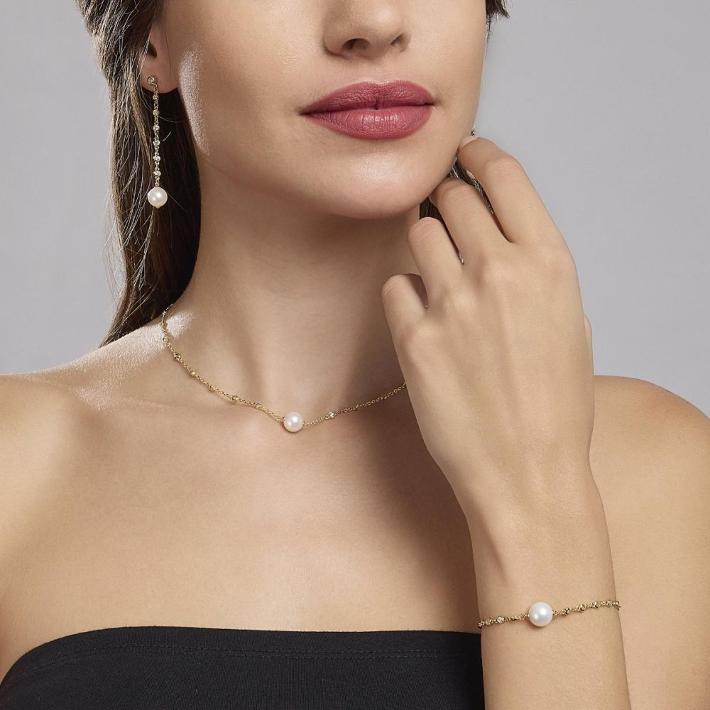 Mabina Bracciale Argento Dorato Perla e Zirconi