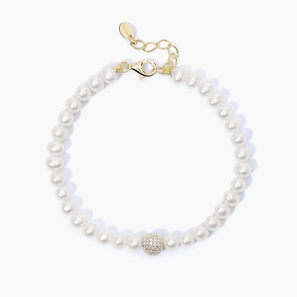 Mabina Bracciale Argento Dorato Perle 5 mm