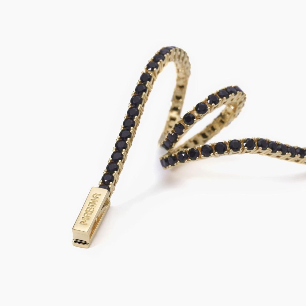 Mabina Tennis Argento Dorato Zirconi Neri