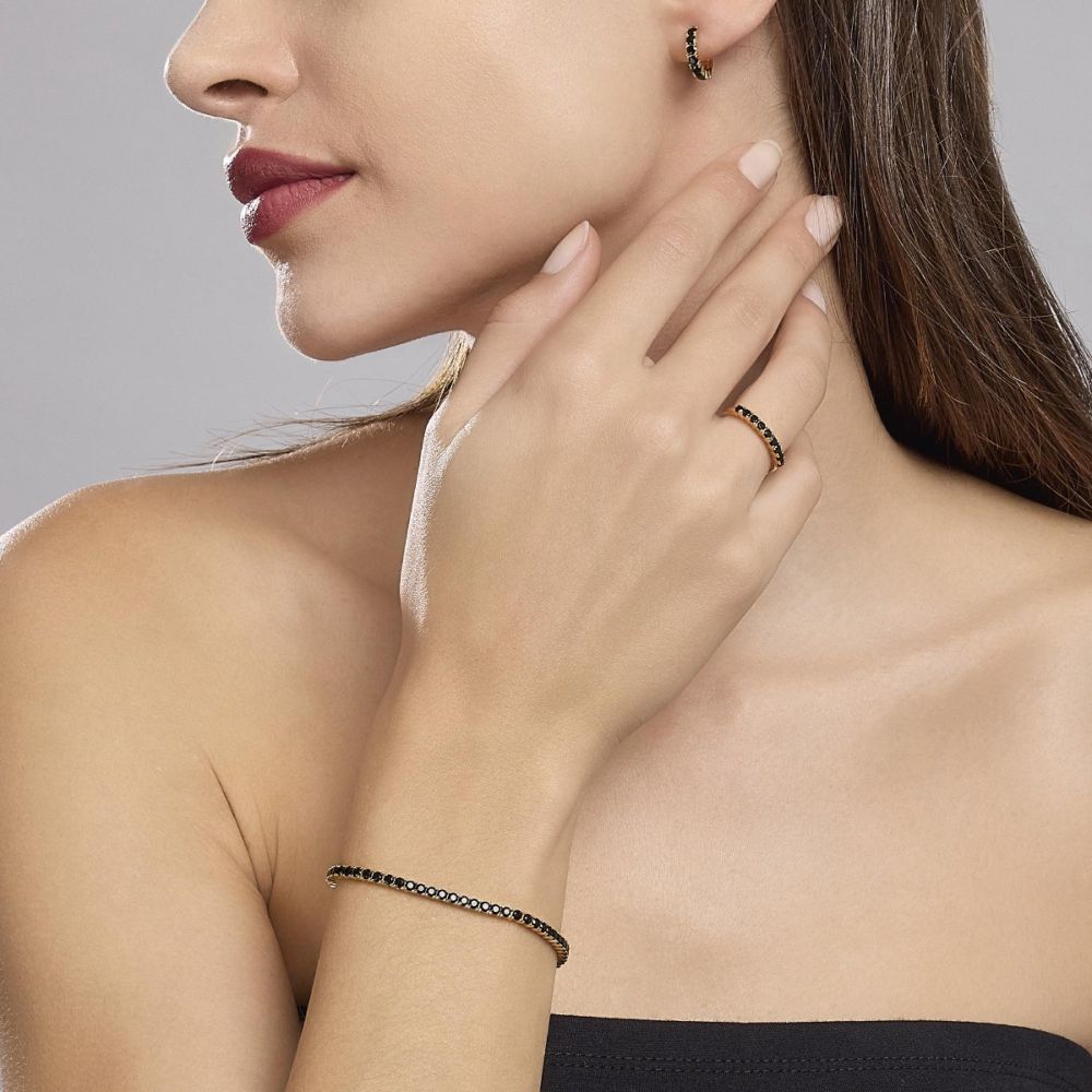 Mabina Tennis Argento Dorato Zirconi Neri