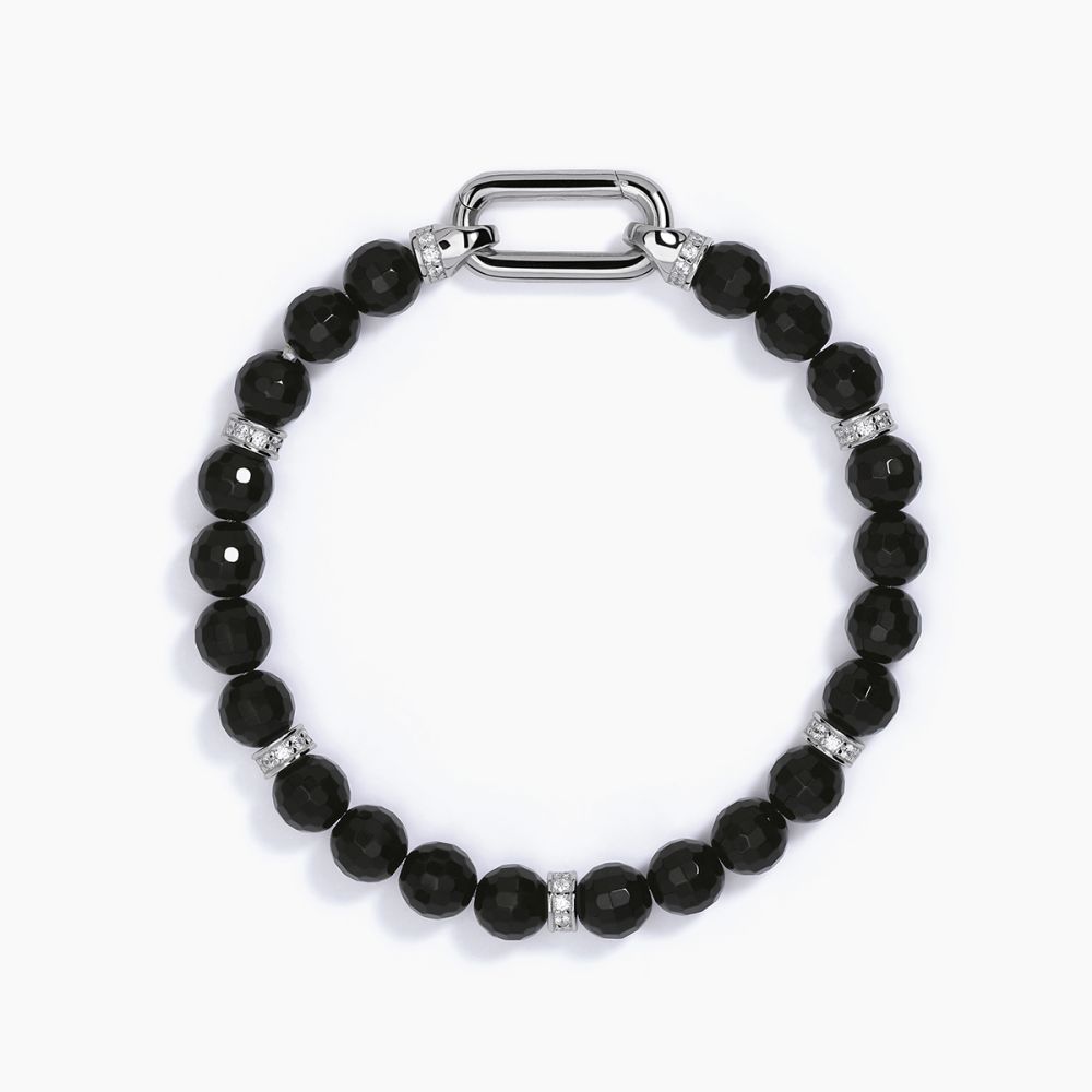 Mabina Bracciale Argento Agata Nera e Zirconi