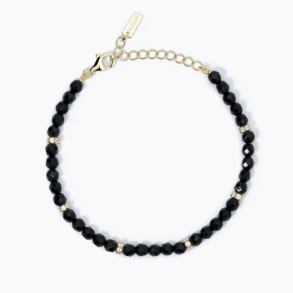 Mabina Bracciale Argento Dorato Agata Nera