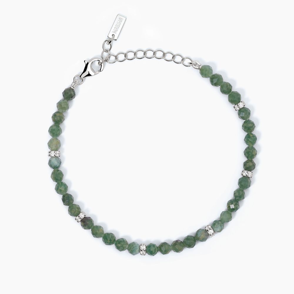 Mabina Bracciale Argento Rodiato Giada Verde
