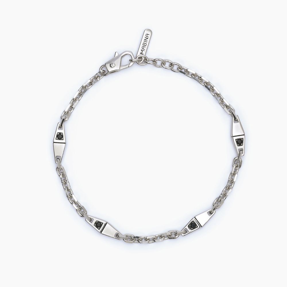 Mabina Bracciale Argento Rodiato Zirconi Neri