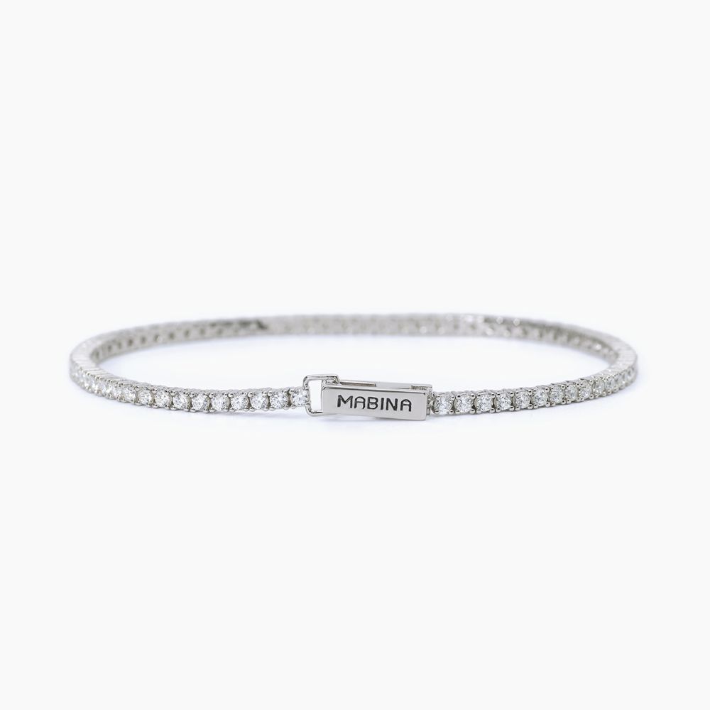 Mabina Tennis Argento Rodiato Zirconi Bianchi