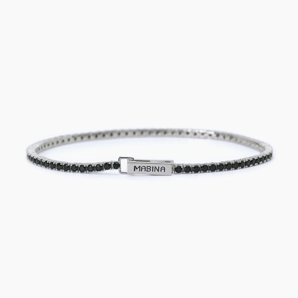 Mabina Tennis Argento Rodiato Zirconi Neri