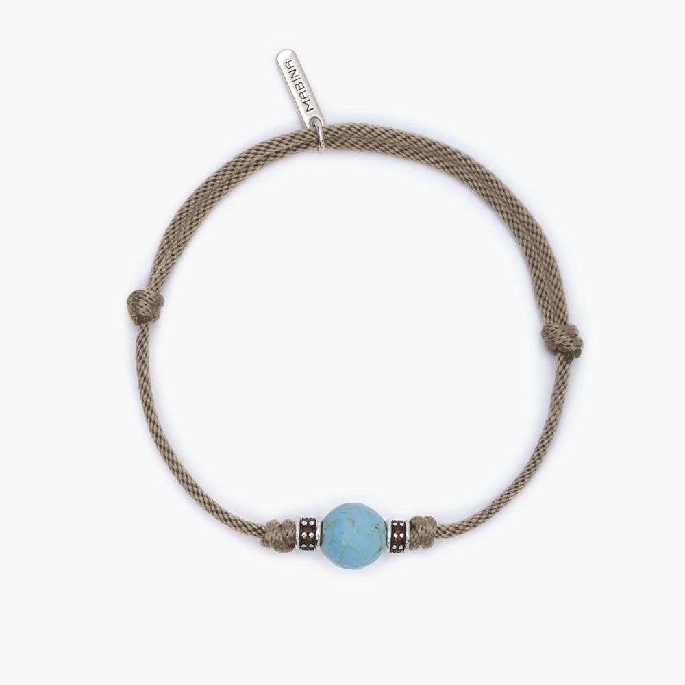 Mabina Bracciale Argento Cordino Sabbia Pietra Turchese