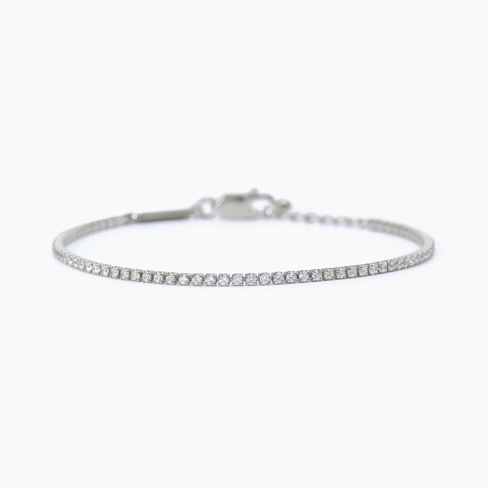 Mabina Tennis Argento Rodiato Zirconi Bianchi