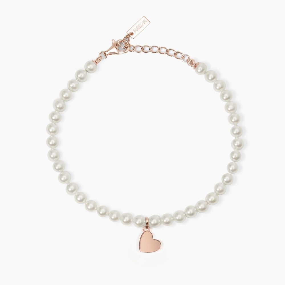 Mabina Bracciale Argento Rosè Perle e Cuore
