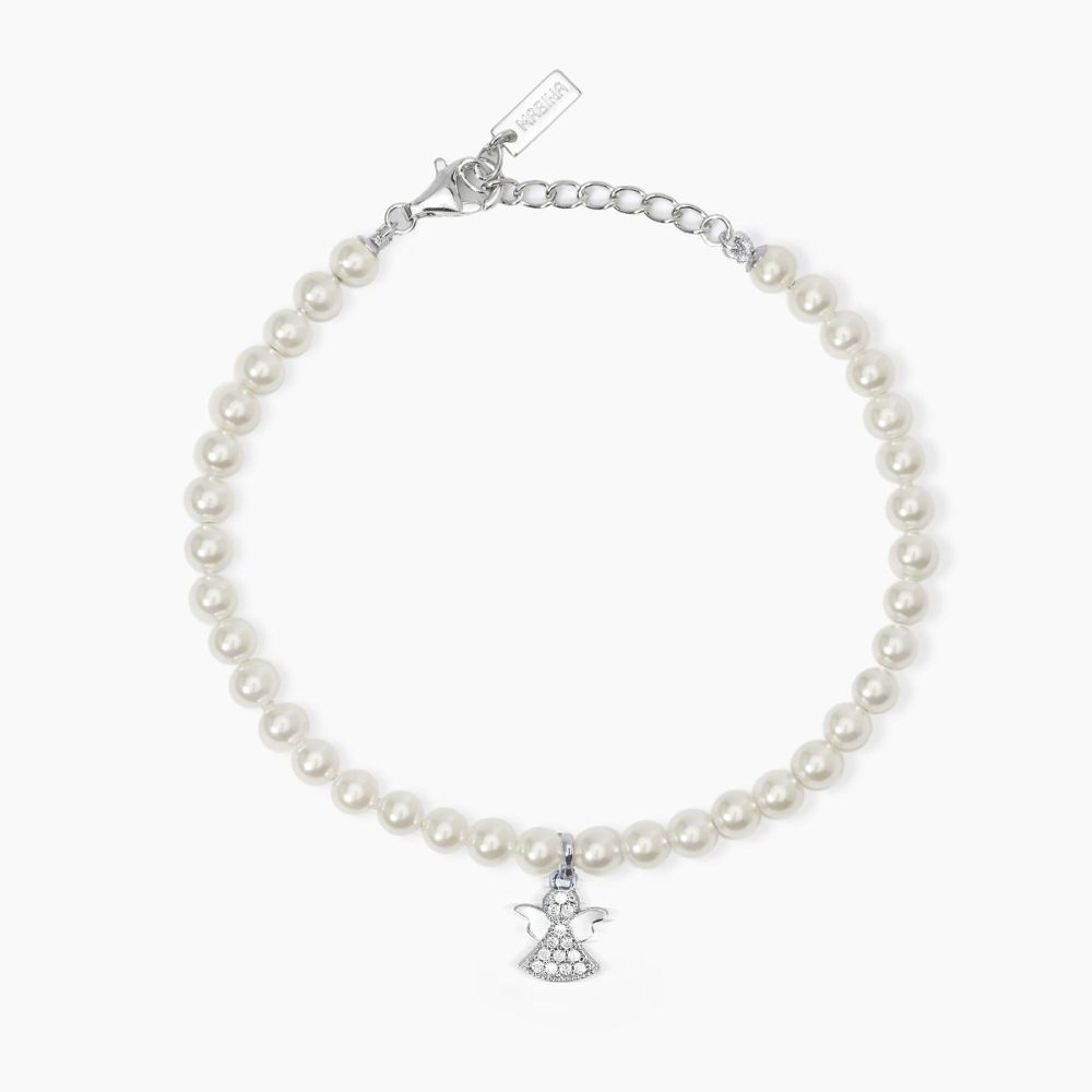 Mabina Bracciale Argento e Perle con Angelo
