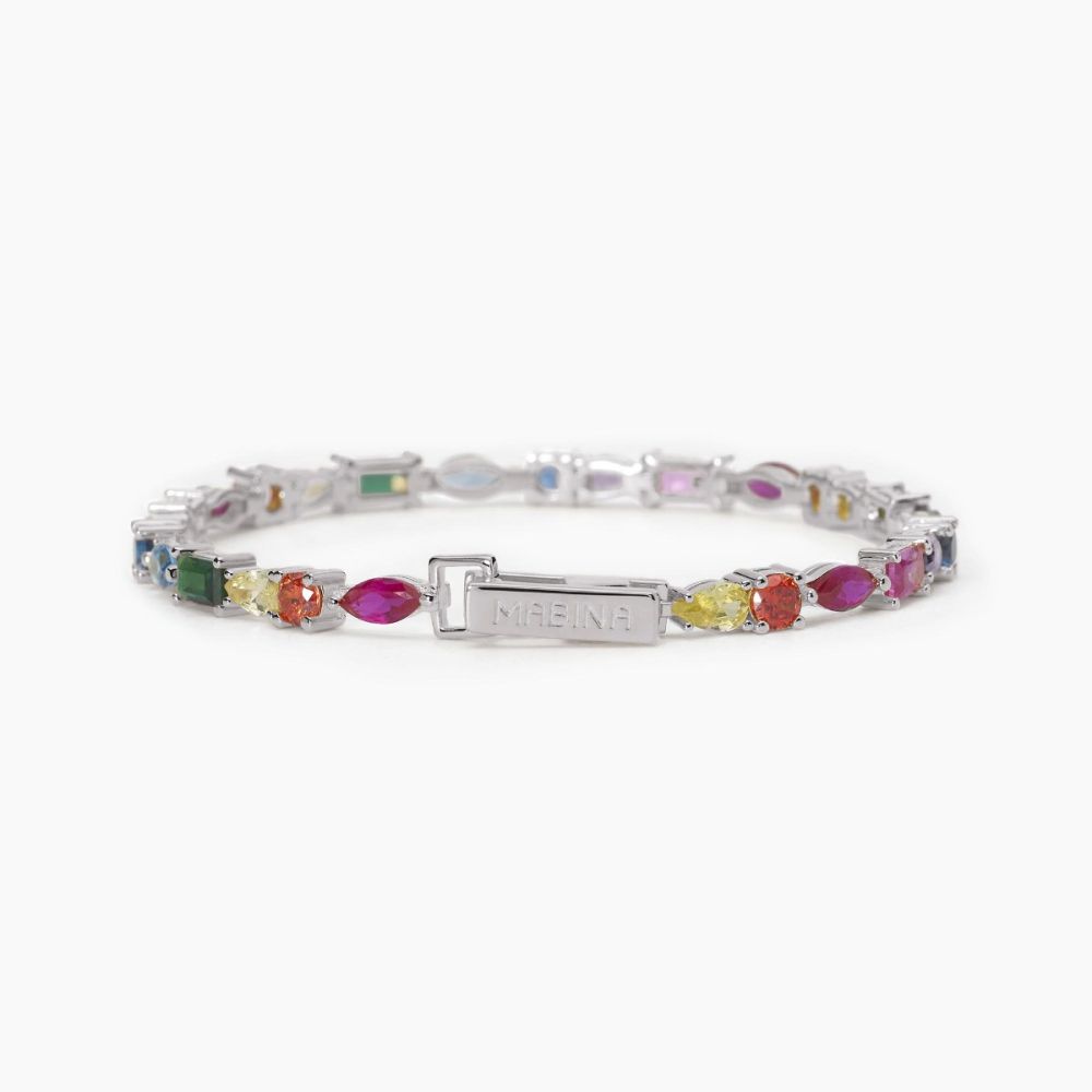 Mabina Bracciale Tennis Argento Zirconi Multicolor
