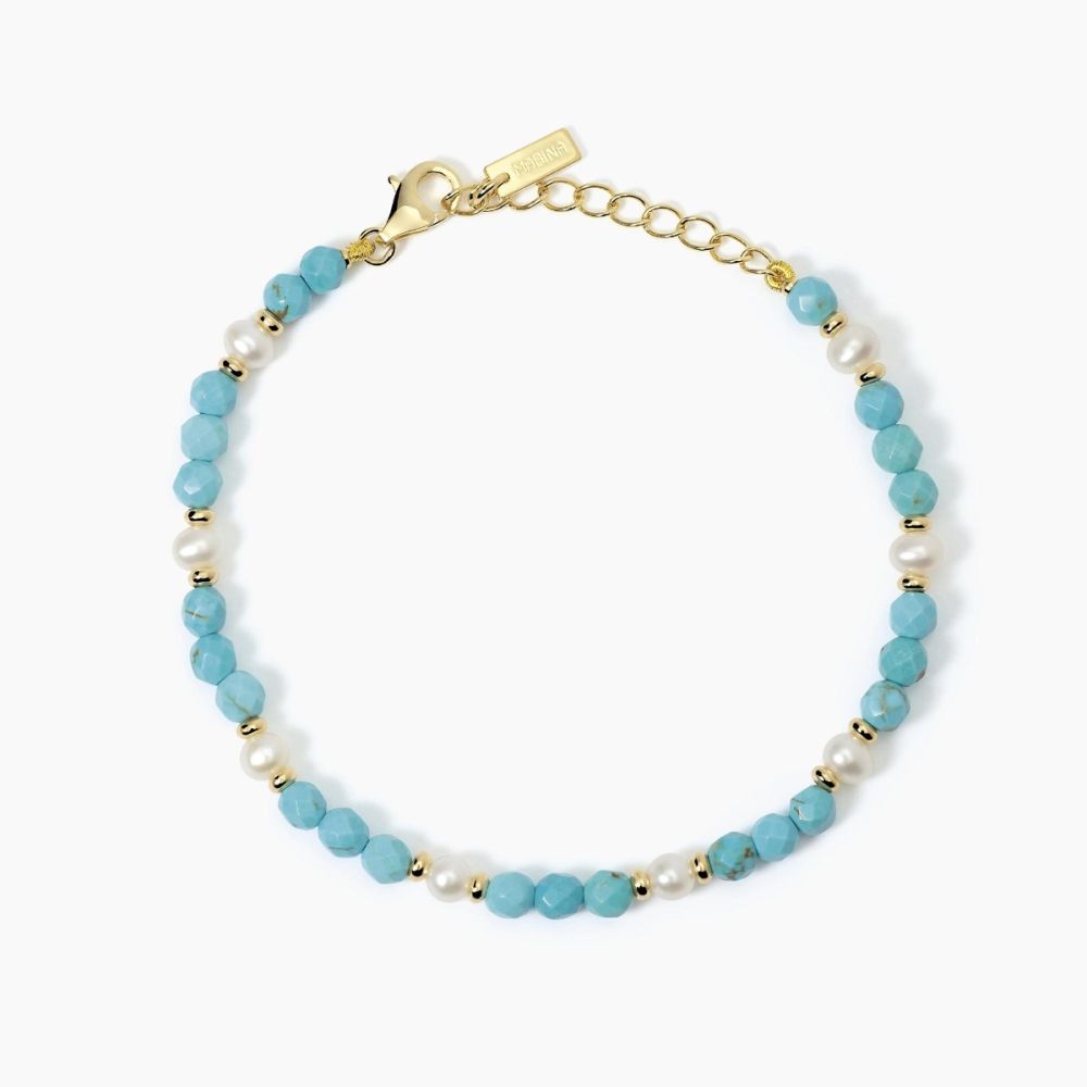 Mabina Bracciale Argento Gold Perle e Turchese