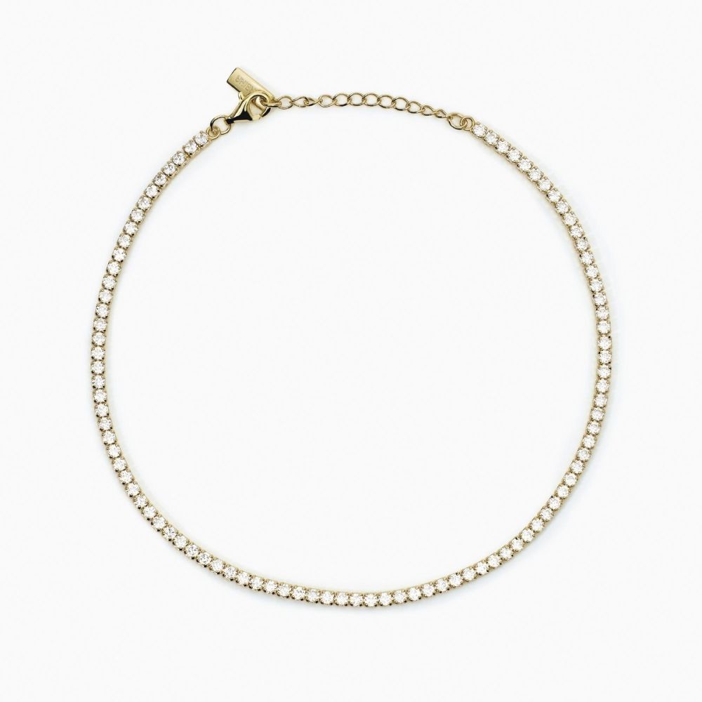 Mabina Cavigliera Tennis Argento Gold Zirconi Bianchi