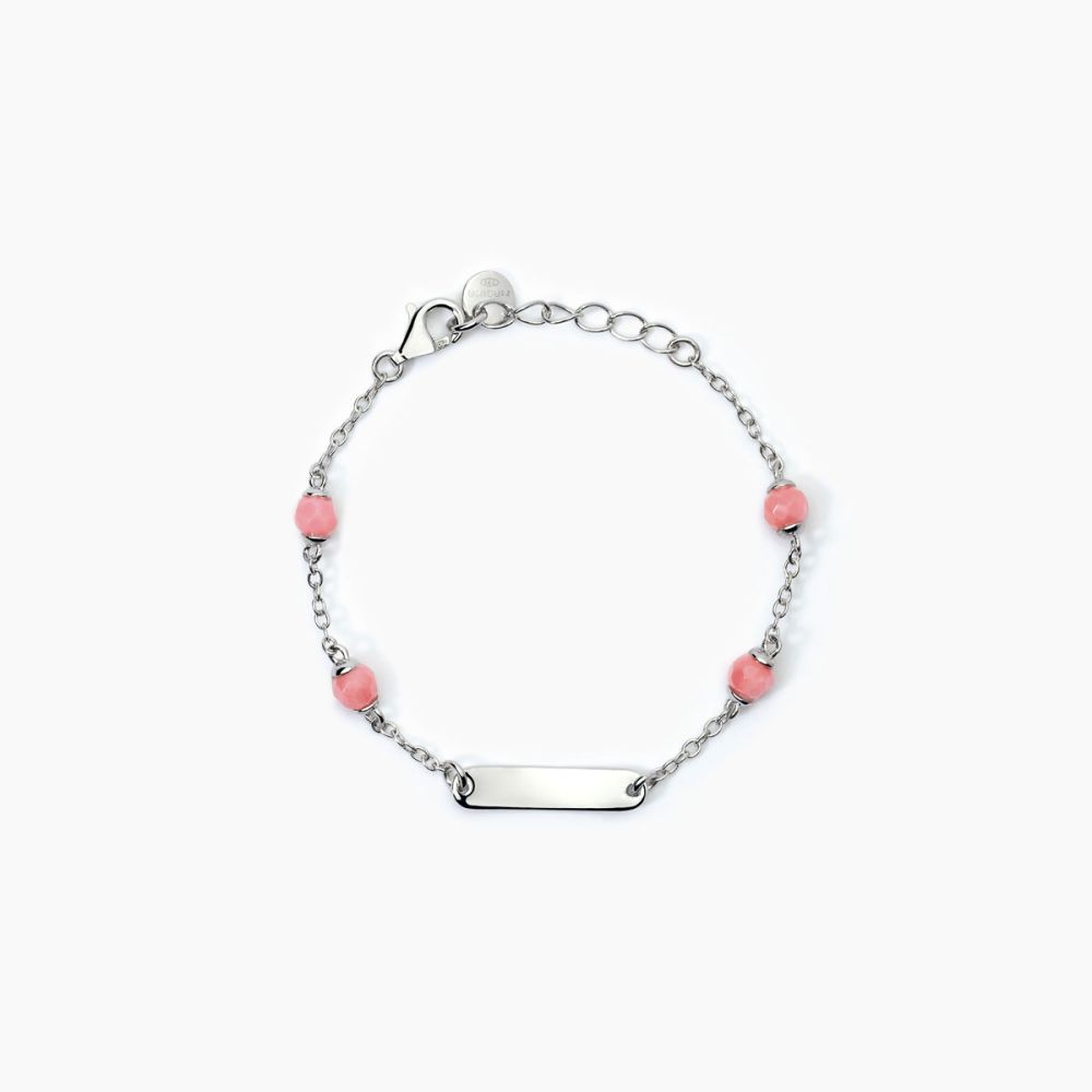 Mabina Bracciale Junior Argento Con Corallo e Piastra