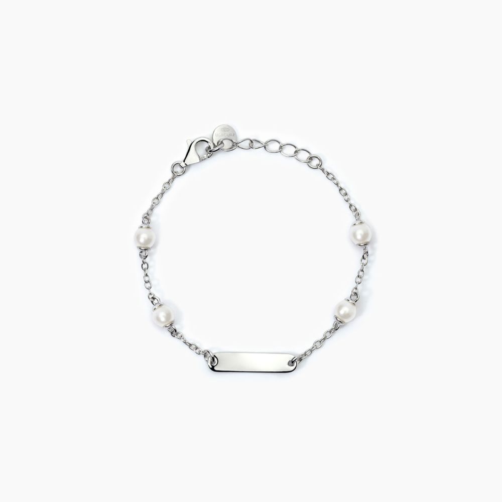 Mabina Bracciale Junior Argento Con Perle e Piastra