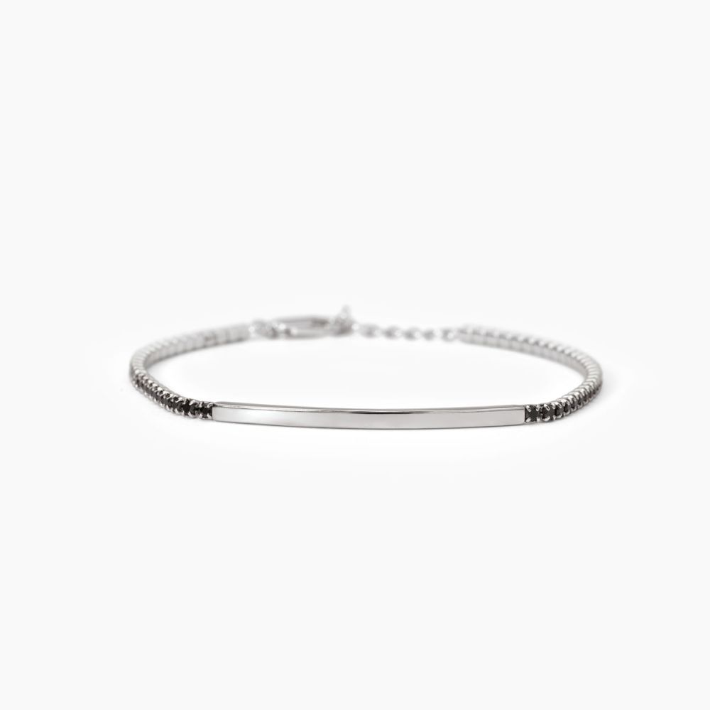 Mabina Tennis Argento Zirconi Neri e Piastra
