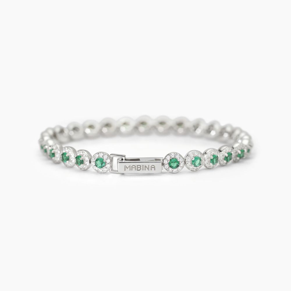 Mabina Tennis Argento Zirconi Verdi e Bianchi