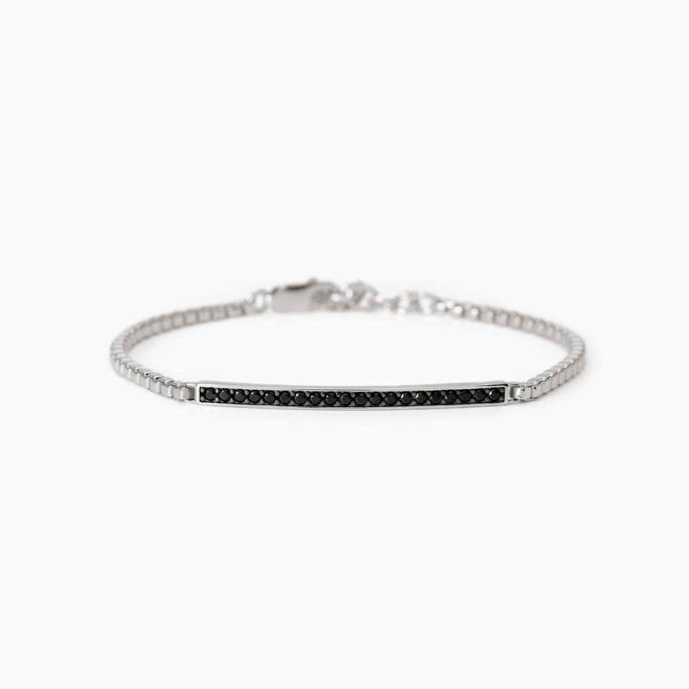 Mabina Bracciale Argento Piastra Zirconi Neri