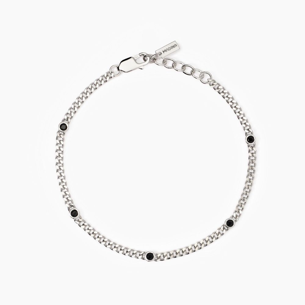 Mabina Bracciale Argento e Zirconi Neri Spotlight