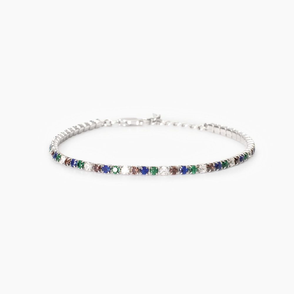 Mabina Tennis Argento Zirconi Multicolor