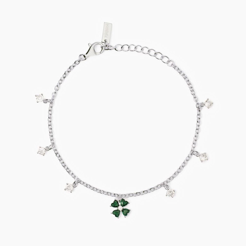 Mabina Bracciale Argento Quadrifoglio Verde