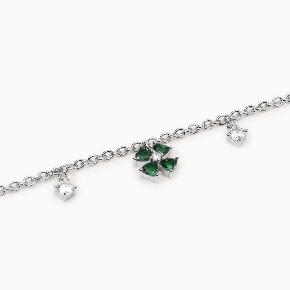 Mabina Bracciale Argento Quadrifoglio Verde