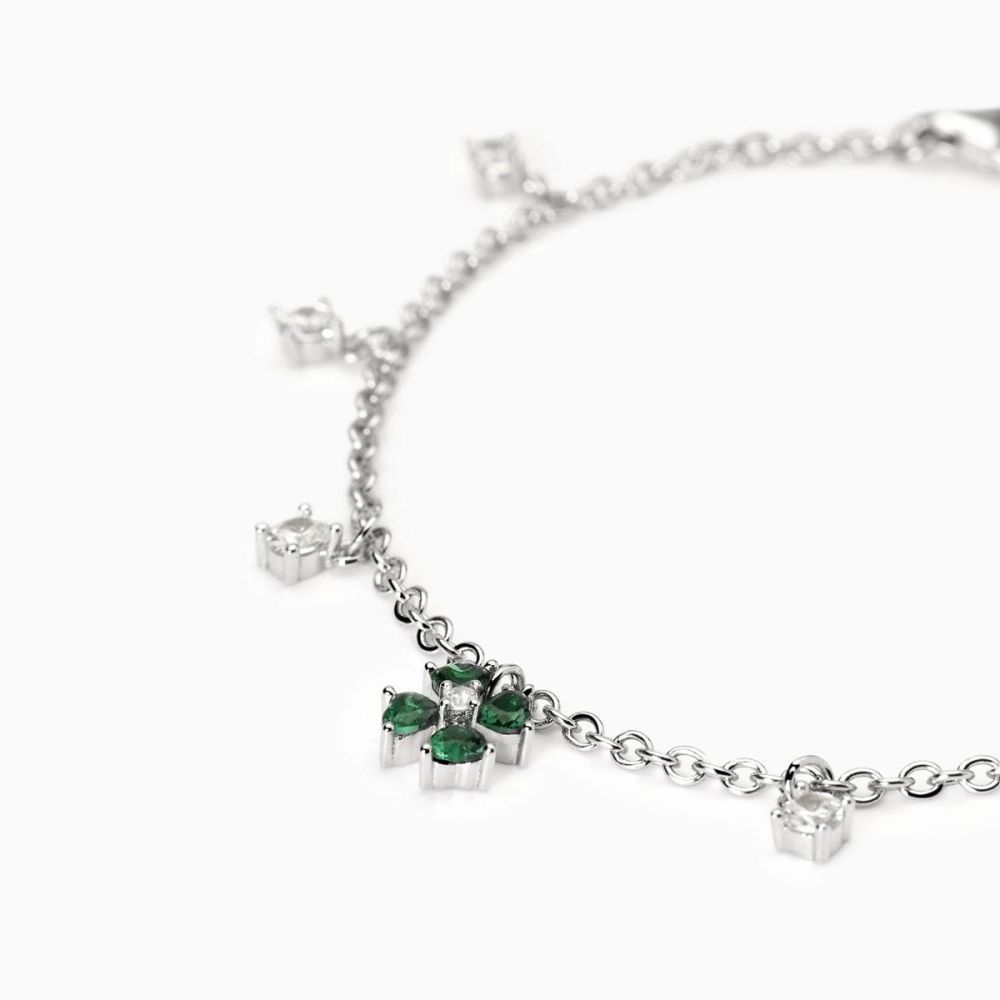 Mabina Bracciale Argento Quadrifoglio Verde