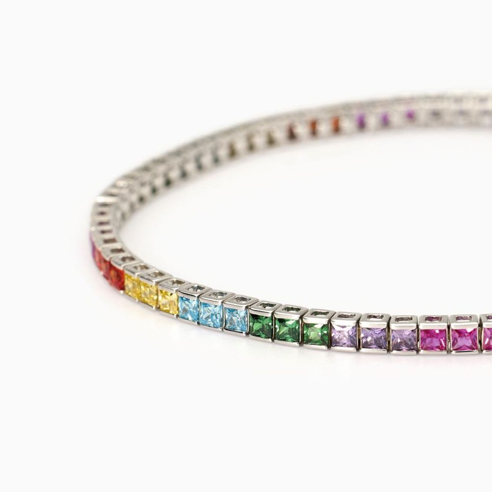 Mabina Tennis Argento Zirconi Multicolor