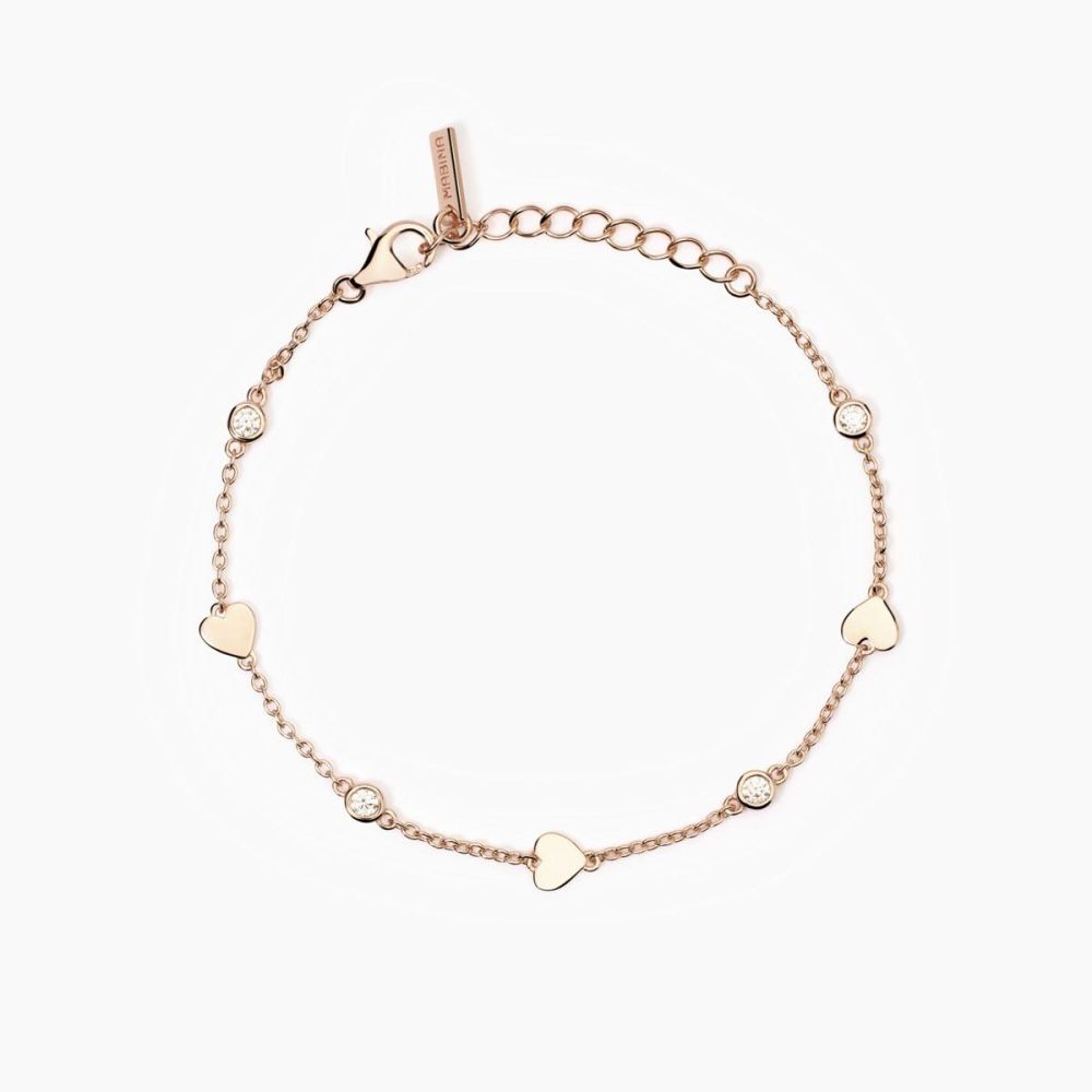 Mabina Bracciale Argento Rosè Cuori e Zirconi