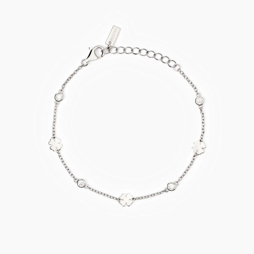 Mabina Bracciale Argento Quadrifogli e Zirconi