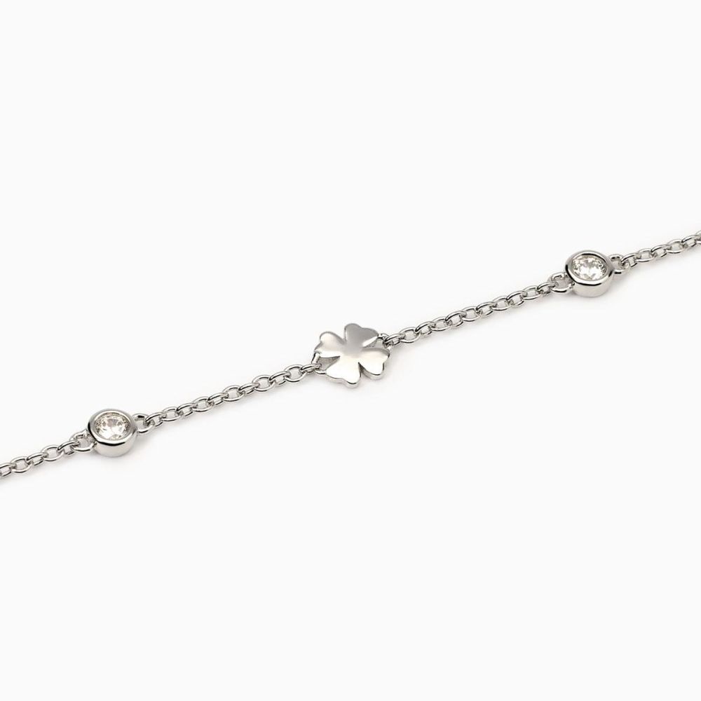Mabina Bracciale Argento Quadrifogli e Zirconi