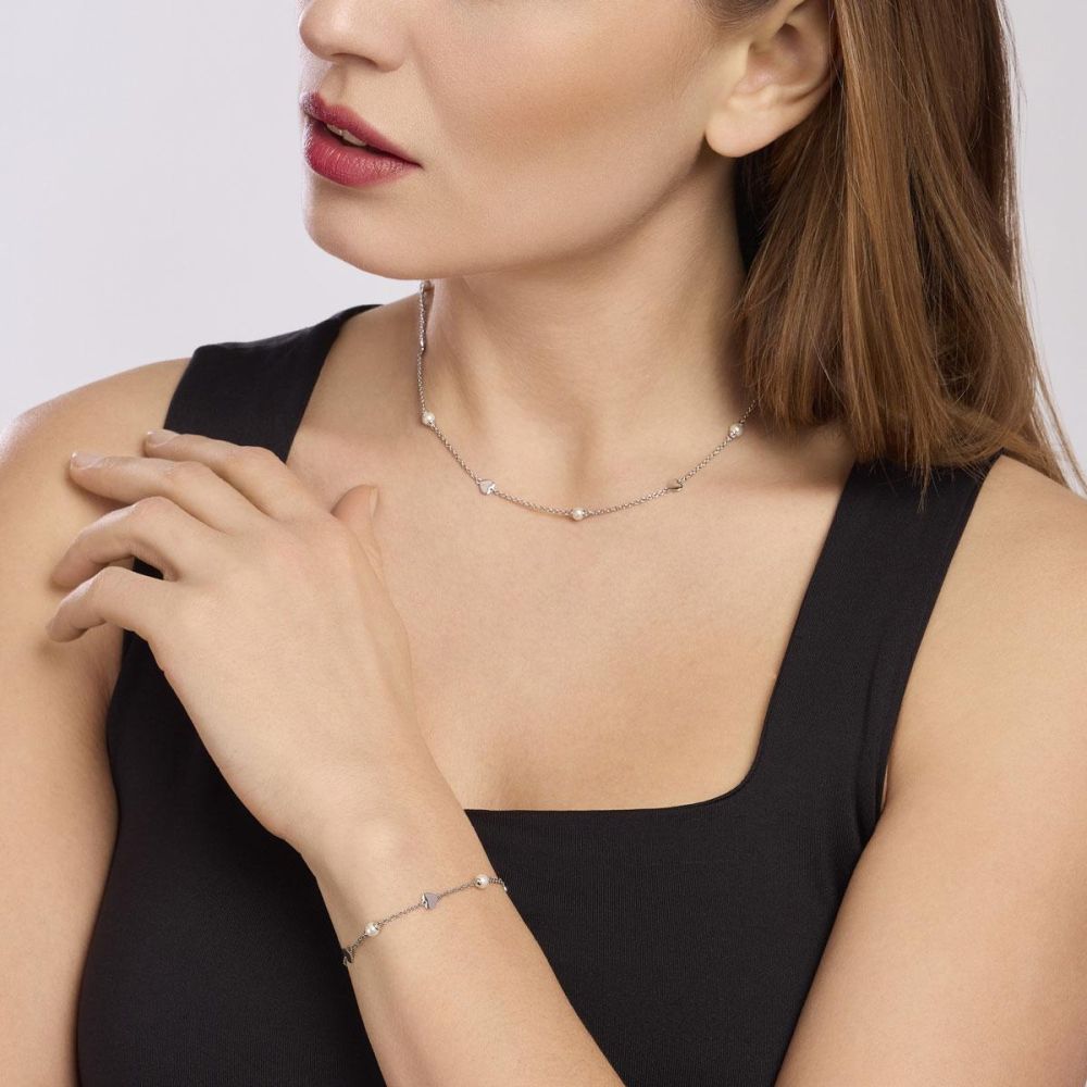 Mabina Bracciale Argento Cuori e Perle