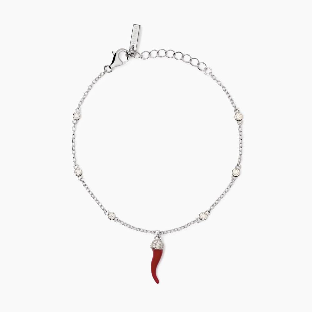 Mabina Bracciale Argento Cornetto Rosso e Zirconi