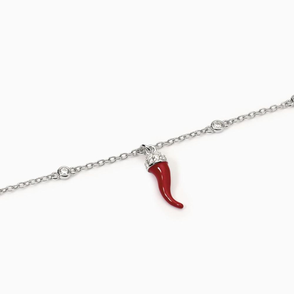 Mabina Bracciale Argento Cornetto Rosso e Zirconi