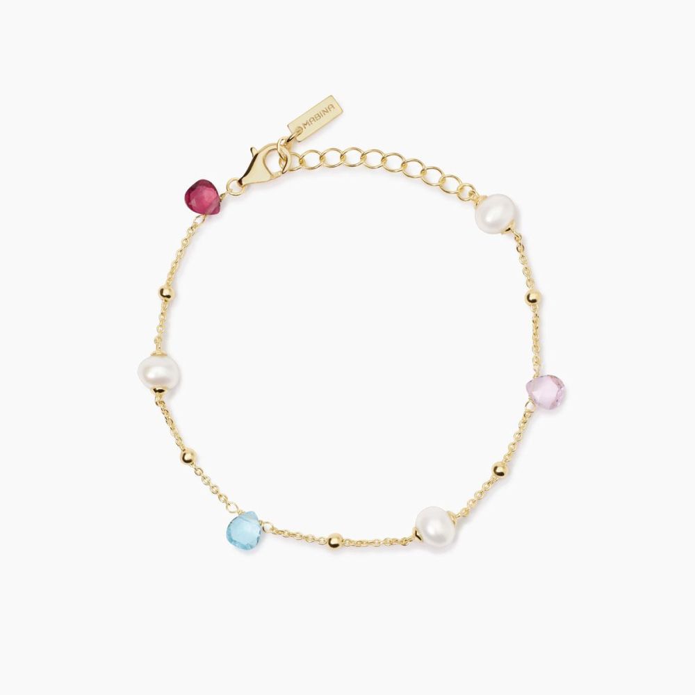 Mabina Bracciale Argento Gold Glass e Perle