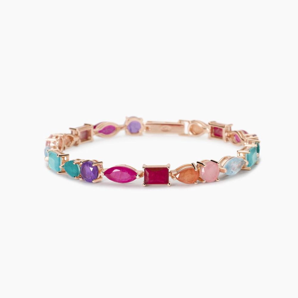 Mabina Bracciale Argento Rosè Fusion Stone Multicolor Santorini