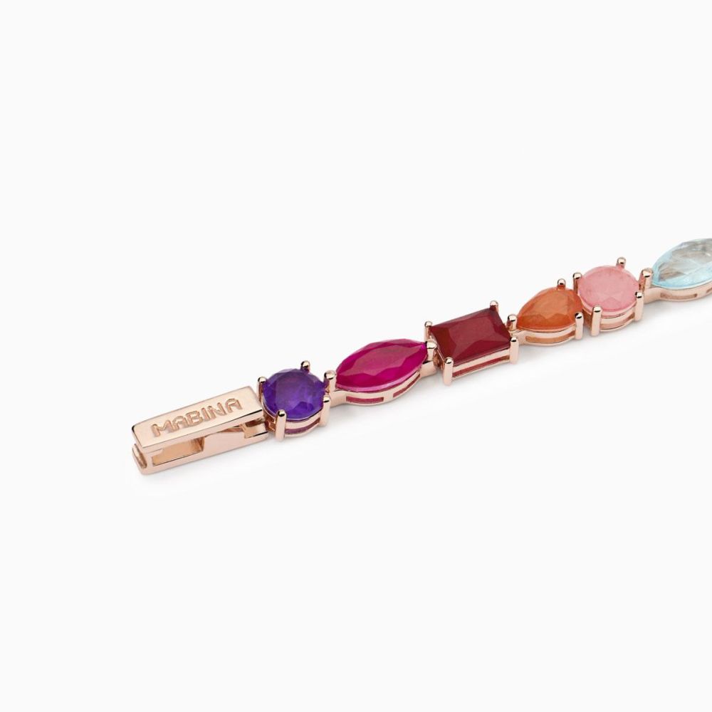 Mabina Bracciale Argento Rosè Fusion Stone Multicolor Santorini