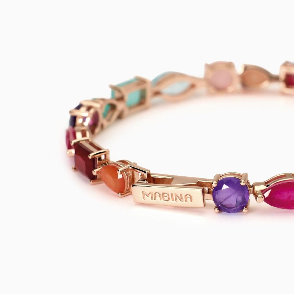 Mabina Bracciale Argento Rosè Fusion Stone Multicolor Santorini