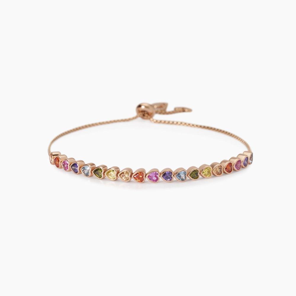 Mabina Tennis Argento Rosè Zirconi Cuore Multicolor