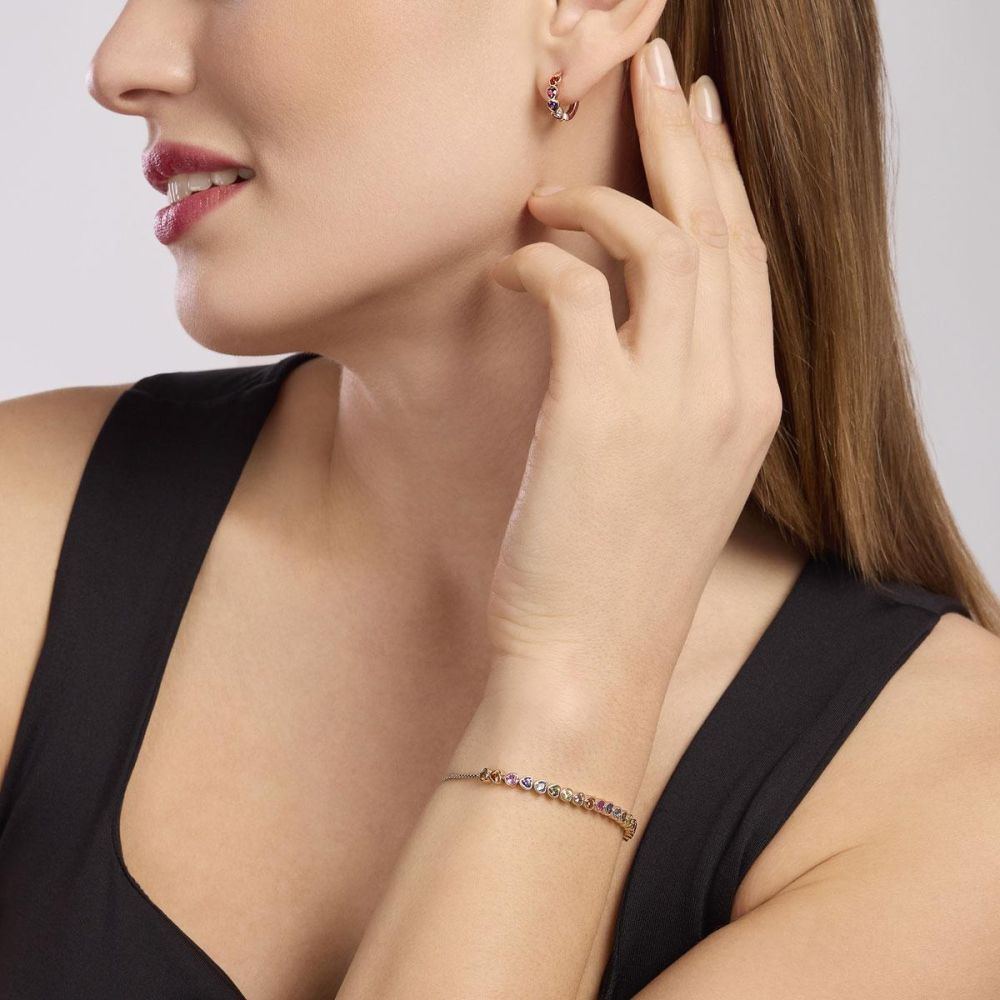 Mabina Tennis Argento Rosè Zirconi Cuore Multicolor