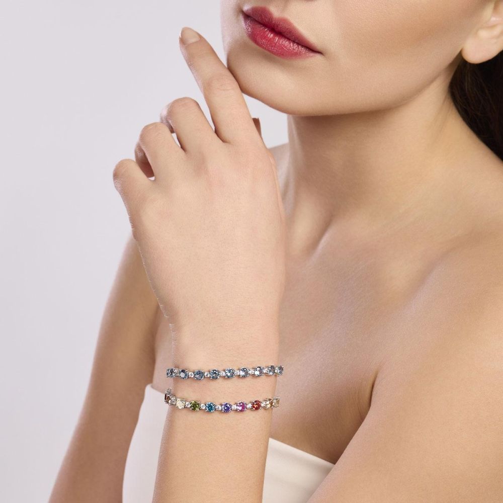 Mabina Bracciale Argento Cristalli e Acquamarina