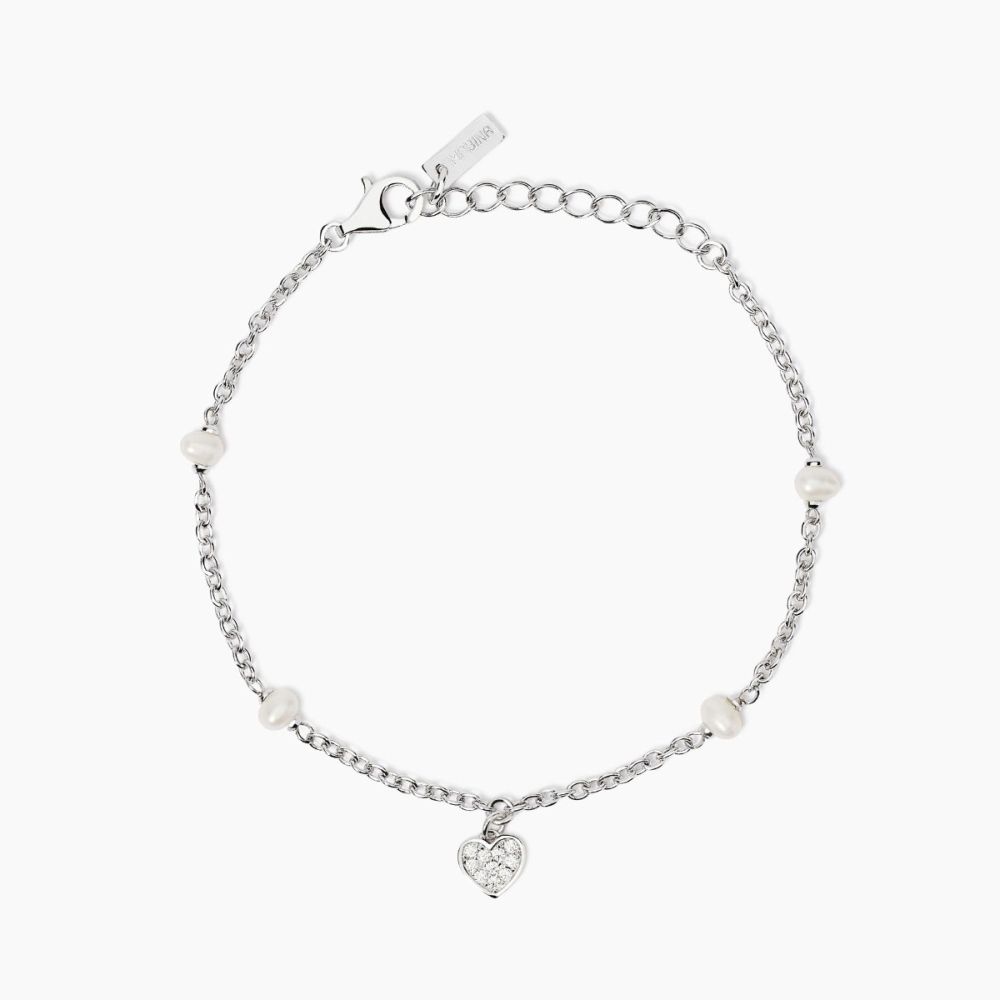 Mabina Bracciale Argento Cuore e Perle