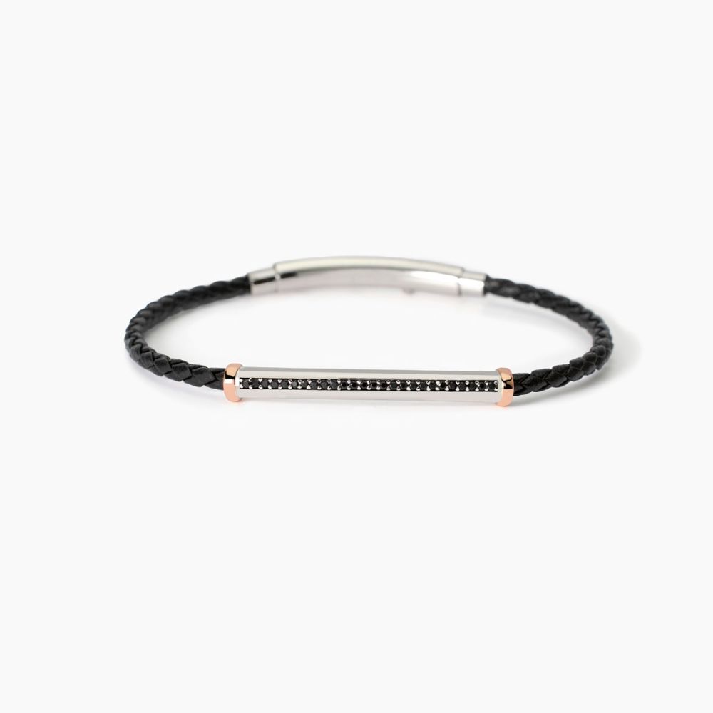 Mabina Bracciale Argento e Pelle con Piastra Smarter