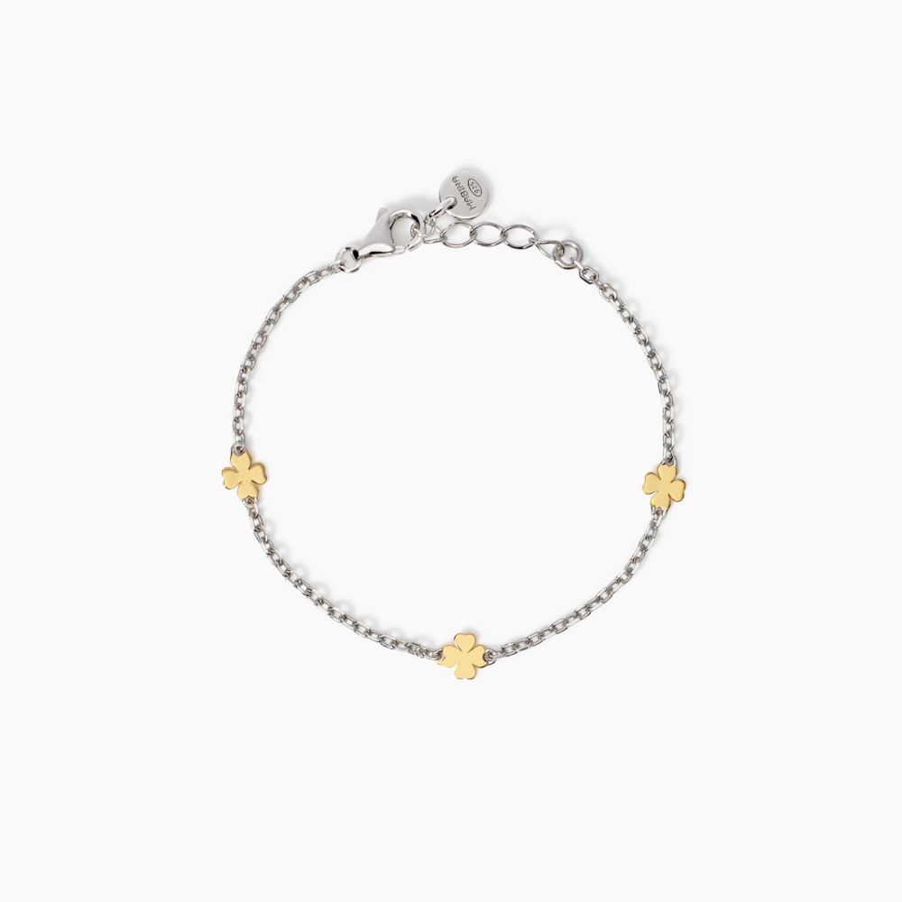 Mabina Bracciale Argento Quadrifogli Oro 9K Cercami